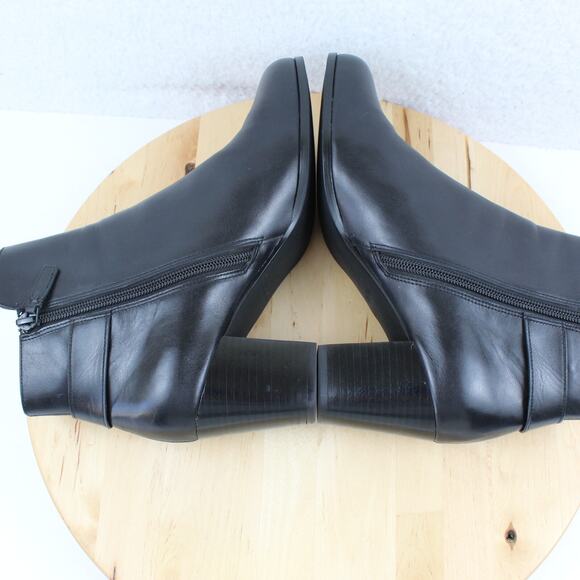 Cole Haan Ankle Boot Womens 8 Black Leather Zipper Harness Career Bootie - Picture 5 of 11